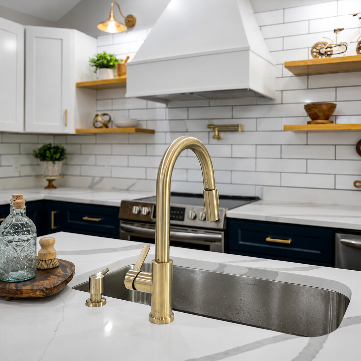 Premium modern kitchen with elegant chrome faucet